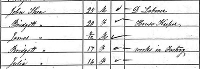 John and Julia Shea, 1860 Census