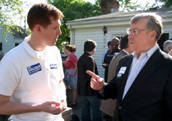 Greg talks to a voter